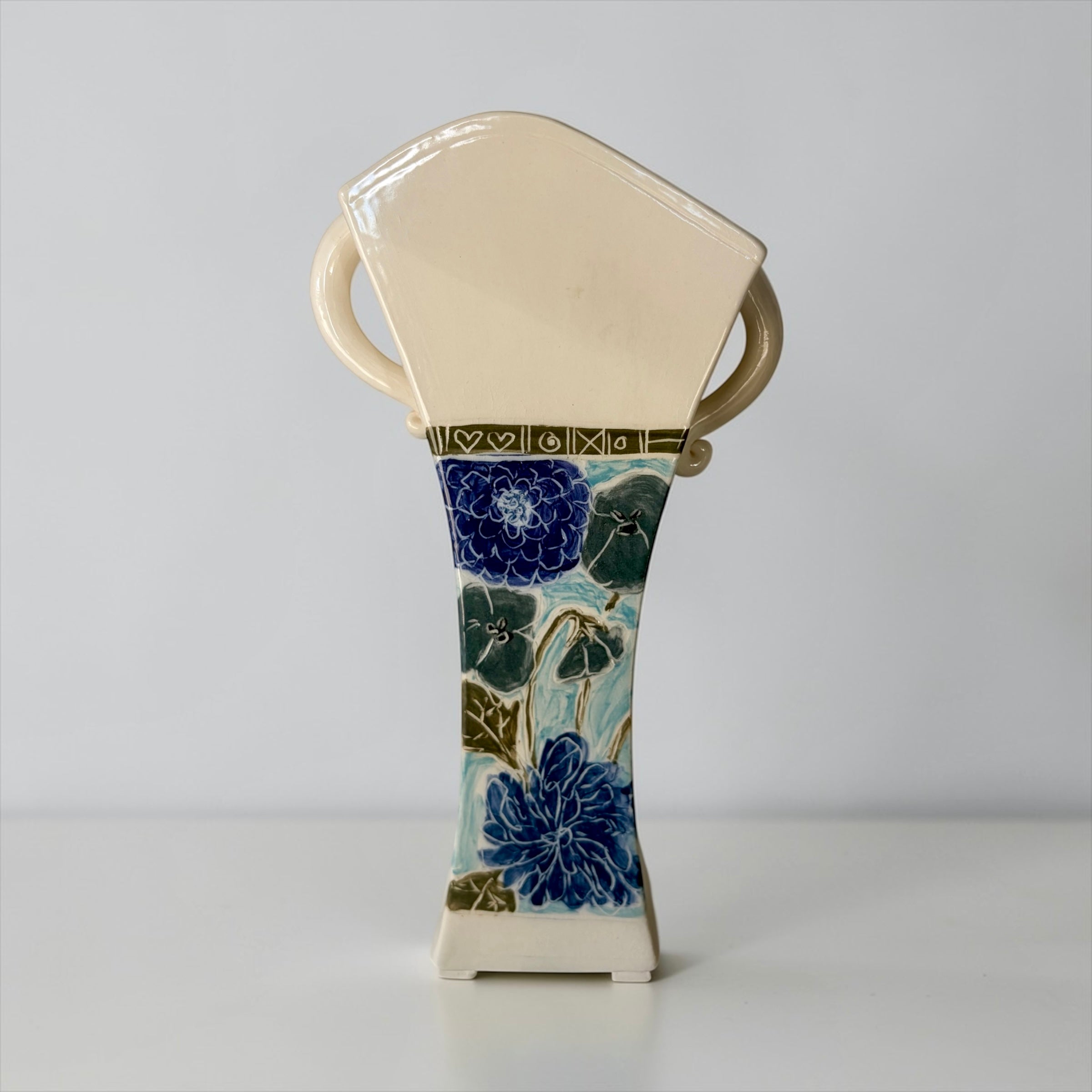 Two Handled Narrow Slanted Vase