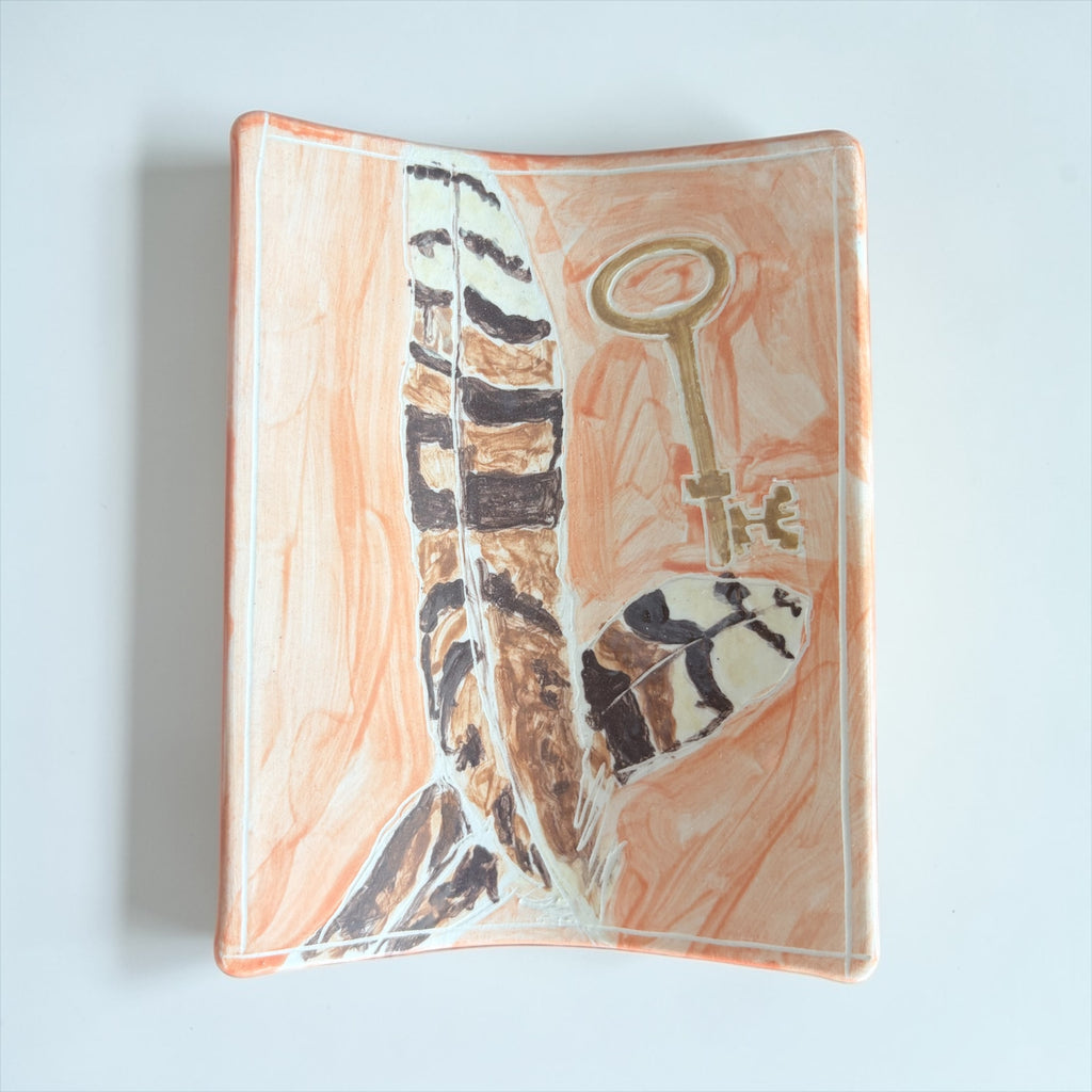Soap dish with Kookaburra Feather and Key