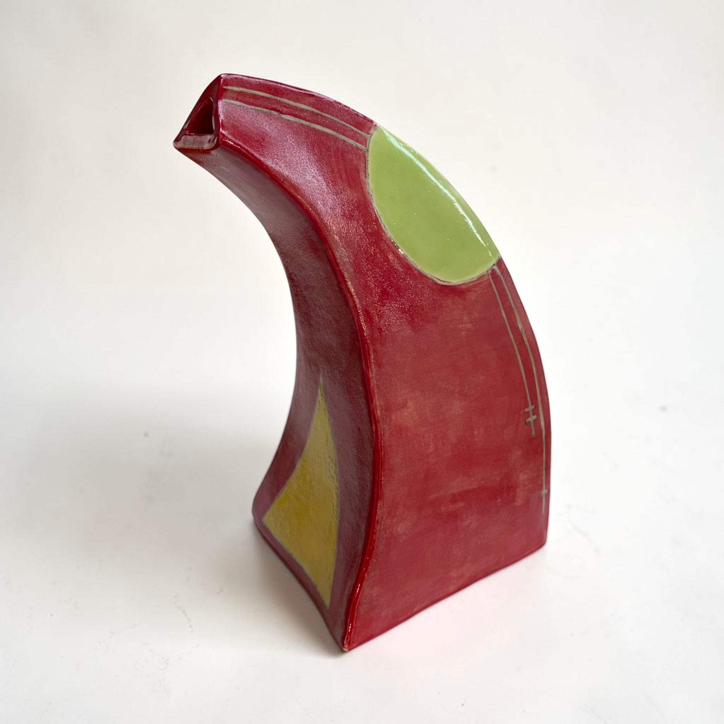 Circle and Triangle Red Vase